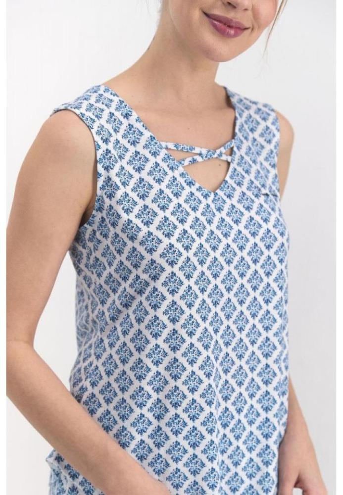 Pijama Dama– Bluza cu Bretele și Pantaloni Scurți cu Elastic în Talie, Imprimeu Floricele ,Engros